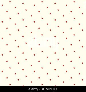 Motivo a cuore rosso senza cuciture su sfondo beige, romantico tema d'amore di San Valentino, design geometrico vettoriale. Illustrazione Vettoriale