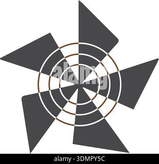 Equalizzatore circolare astratto. Onde sonore circolari EQ. Equalizzatore grafico rotondo. Illustrazione vettoriale cerchio ottico vettoriale libero. Op art circolare Illustrazione Vettoriale