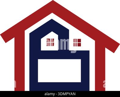 Un logo moderno per una società immobiliare su sfondo bianco utilizza una singola casa di famiglia AS Illustrazione Vettoriale