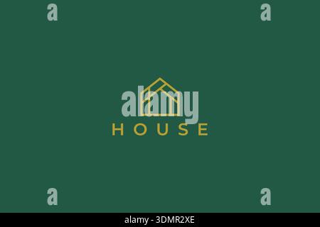 Design minimalista con logo Golden House per l'identità del marchio immobiliare Illustrazione Vettoriale