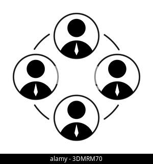 Icona collaborazione team. Vettore rete di gruppo. Simbolo di connessione persone. Immagine della struttura della comunità professionale. Illustrazione Vettoriale
