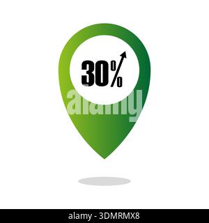 Il 30 per cento. Sofisticata illustrazione percentuale. Straordinario Vector color smeraldo. Sfondi monocromatici professionali. EPS 10. Illustrazione Vettoriale