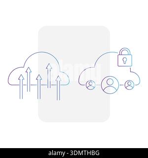 Icona sicurezza cloud. Storage vettoriale di rete. Simboli dati digitali. Grafica di connessione globale. Protezione della privacy Illustrazione Vettoriale