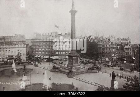 Cartolina 1906 che mostra una vista di Trafalgar Square dalla Canada House. Foto Stock
