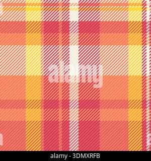 Sfondo con trama a quadri, tessuto senza cuciture con motivo paisley. Motivo London Vector in tessuto tartan con tavolozza di colori arancione e rosso. Illustrazione Vettoriale