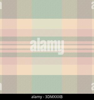 Tessuto a quadri di abbigliamento, vero tessuto tartan. Vettoriale di fantasia tessile senza cuciture nella tavolozza di colori chiari e pastello. Illustrazione Vettoriale