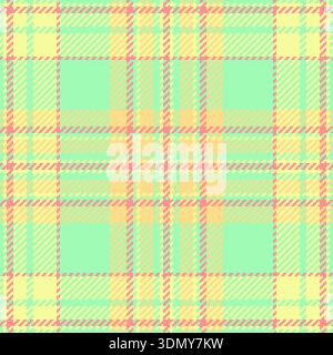 Motivo di sfondo sovrapposto, controllo a quadri del tessuto del libro. Tessuto con piumone tartan vettoriale senza cuciture in una tavolozza di colori verde e lime. Illustrazione Vettoriale