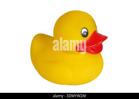 Gomma gialla duck isolati su sfondo bianco Foto Stock