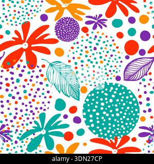 Sfondo senza cuciture con fiori semplici . Disegnato a mano. Non ai, illustrazione vettoriale. Illustrazione Vettoriale
