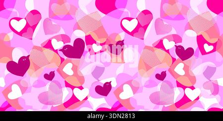 sfondo senza interruzioni con cuori . Disegnato a mano. Non ai, illustrazione vettoriale. Illustrazione Vettoriale