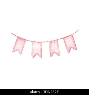 Motivo acquerello senza cuciture con rose rosa, archi, cuori, foglie e stelle. Romantico sfondo floreale pastello perfetto per San Valentino, matrimonio st Foto Stock