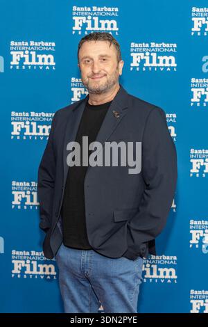 Santa Barbara, Stati Uniti. 7 febbraio 2026. Mike Hill, (FRANKENSTEIN) arriva al 41° Santa Barbara International Film Festival per ricevere il Variety Artisans Award all'Arlington Theatre di Santa Barbara, CALIFORNIA, il 7 febbraio 2026. (Foto di Rod Rolle/Sipa USA) credito: SIPA USA/Alamy Live News Foto Stock