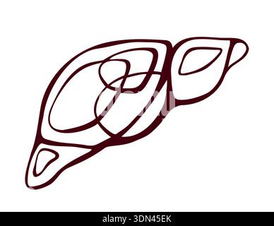 Profilo del fegato umano, icona del fegato Illustrazione Vettoriale