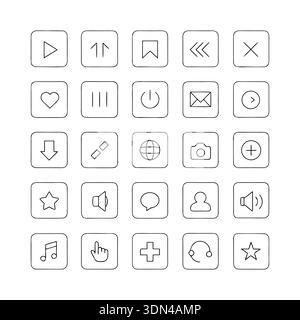 Icone di riga dell'interfaccia utente minime impostate per l'interfaccia mobile e Web Illustrazione Vettoriale