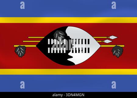 Bandiera Eswatini con effetto seta ondulata. Bandiera vettoriale che simboleggia l'orgoglio nazionale, l'identità, il patrimonio, il patriottismo e l'autorità Illustrazione Vettoriale