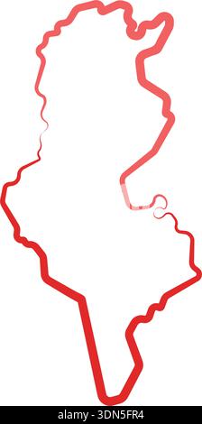 disegno dell'illustrazione dell'icona del vettore della linea della mappa del paese della tunisia Illustrazione Vettoriale