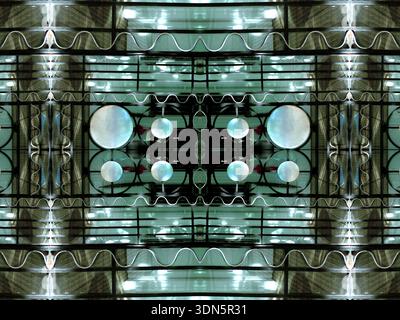 Collage digitale in stile futuristico, con toni vivaci, utile anche come motivo Foto Stock