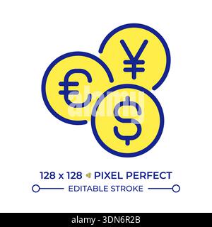 Icona del colore della linea perfetta dei pixel delle valute Illustrazione Vettoriale