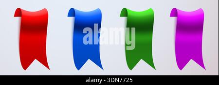 Set di etichette colorate per barra multifunzione realistiche per elementi di disegno. Ideale per banner, etichette e promozioni. Illustrazione vettoriale. Illustrazione Vettoriale