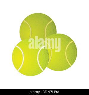 Set di palline da tennis realistiche isolate su sfondo bianco Illustrazione Vettoriale