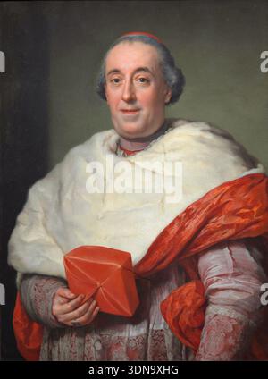 Ritratto del Cardinale Zelada di Anton Raphael Mengs, 1773, Cardinale in vesti rivestiti di pelliccia bianca con biretta scarlatta, posa di tre quarti su sfondo scuro Foto Stock