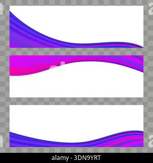 Striscioni di intestazione a onde gradienti vibranti astratte con colori blu magenta viola. Design moderno di modelli per siti Web con forme liquide fluide. Illustrazione Vettoriale