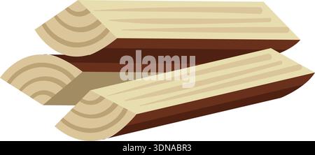 Icona dei cartoni animati a legna da ardere. Pelo di legname. Legno tagliato Illustrazione Vettoriale