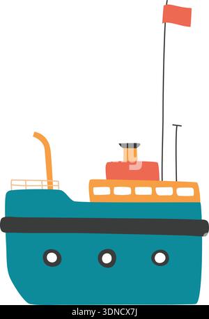 Divertente icona della barca. Trasporto nautico in stile scandinavo Illustrazione Vettoriale