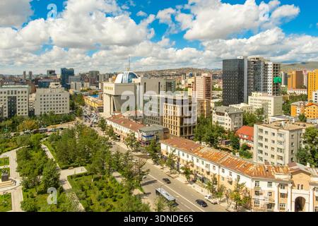 Mongolia, Ulan Bator, vista generale del centro città Foto Stock