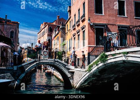 Ponte dei Greci, quartiere Castello, Venezia, Italia, nell'agosto 1997 Foto Stock