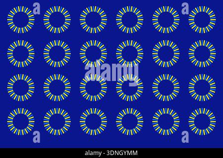 Sfondo radiale astratto di luci al neon verdi e blu e specchi. starburst radiale con sottili effetti mezzitoni, Foto Stock