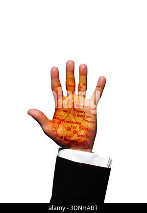 mano della mappa di boston Foto Stock