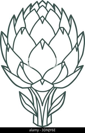 Icona del carciofo illustrazione vegetale per cibo sano e dieta vegetariana. Schema raffigurante ingredienti freschi e fonte di vitamine Illustrazione Vettoriale
