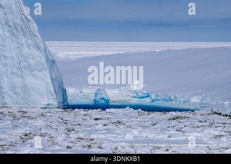 Ghiaccio marino e iceberg, Crystal Sound, Antartide. Foto Stock