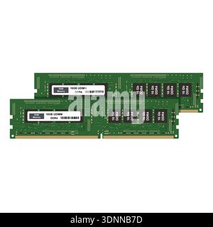 Design piatto vettoriale di memoria RAM per computer DDR4 Illustrazione Vettoriale