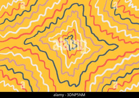Un vibrante sfondo astratto caratterizzato da forme organiche colorate e linee ondulate in sfumature di arancione, rosa e bianco. Perfetto per design moderni e cr Foto Stock