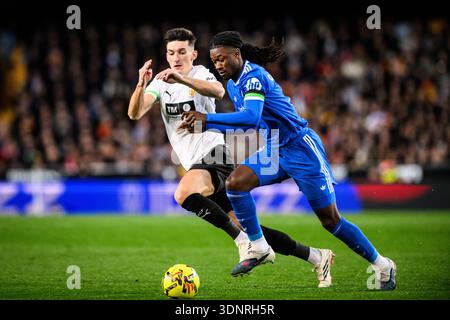 Il calciatore francese Eduardo Camavinga del Real Madrid durante una partita della Liga a Mestalla, Valencia, Spagna Foto Stock