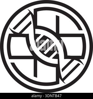 Design del logo Medical Cross e DNA Helix Illustrazione Vettoriale