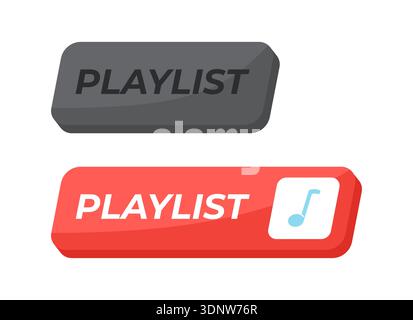 Set di pulsanti dell'interfaccia utente dei social media isometrici della playlist Illustrazione Vettoriale