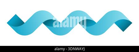 Nastro blu a onda elicoidale del DNA. Simbolo di genetica, biotecnologia, scienza molecolare, ricerca, innovazione, e la tecnologia medica. Design moderno e pulito Illustrazione Vettoriale