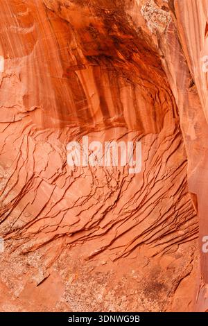 Arenaria erosa con strisce di vernice del deserto nel sud-est dello Utah. Foto Stock