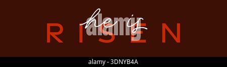 Striscione pasquale con citazione biblica è risorto di Matteo 28:6 Illustrazione Vettoriale