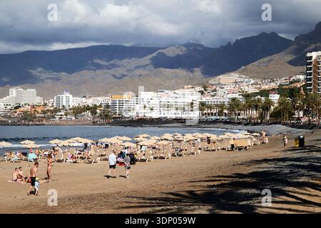spiaggia playa de las americas tenerife isole canarie spagna Foto Stock