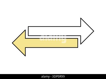 Icona con due frecce con direzione diversa, illustrazione vettoriale. Illustrazione Vettoriale