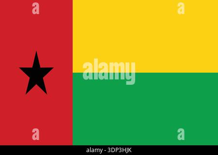 Illustrazione vettoriale piatta della bandiera nazionale della Guinea-bissau. adatto per uso didattico ed editoriale. Illustrazione Vettoriale