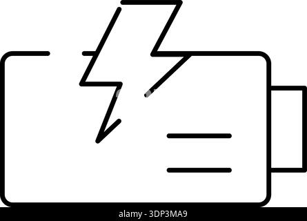 Icona della batteria che mostra l'indicatore di carica con un fulmine Illustrazione Vettoriale