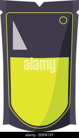 Semplice icona a forma di pistoncino con un involucro trasparente e un trattamento congelato giallo brillante all'interno Illustrazione Vettoriale