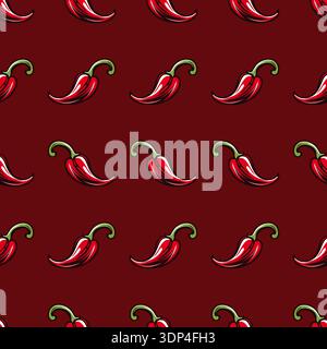 design con motivo peperoncino, sfondo senza cuciture Illustrazione Vettoriale
