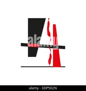 Composizione artistica astratta. Collage di forma geometrica. Vector di stile moderno. Figura rossa e nera. EPS 10. Illustrazione Vettoriale