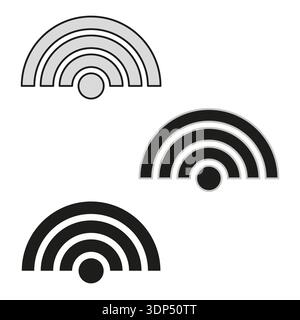 Segnale wireless impostato. Icona vettore di rete. Simbolo dell'onda di comunicazione. Semplice segno tecnico. EPS 10. Illustrazione Vettoriale